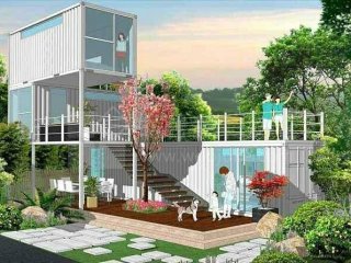 在休閑農(nóng)莊之地，他用集裝箱建了幾棟民宿